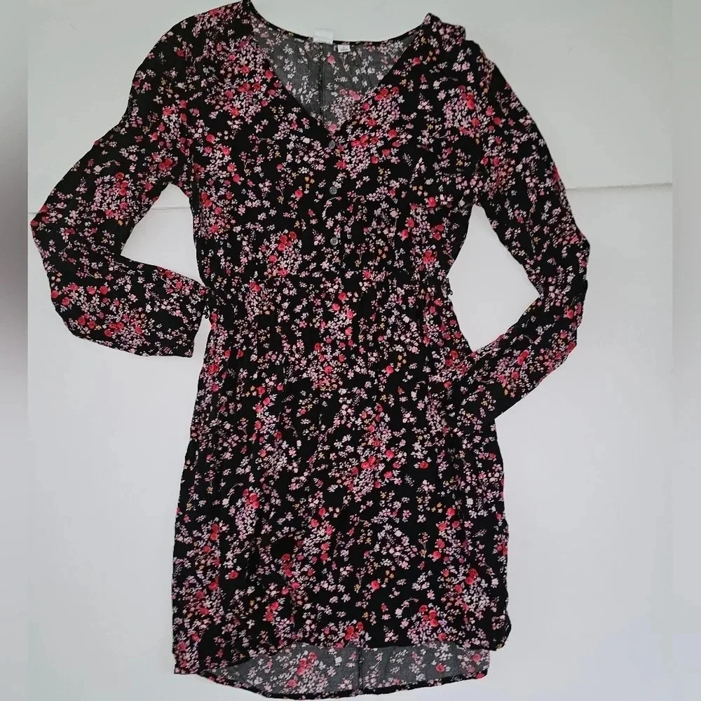 Gap Floral Long-Sleeve Tie Waist Dress - Picture 2 of 5